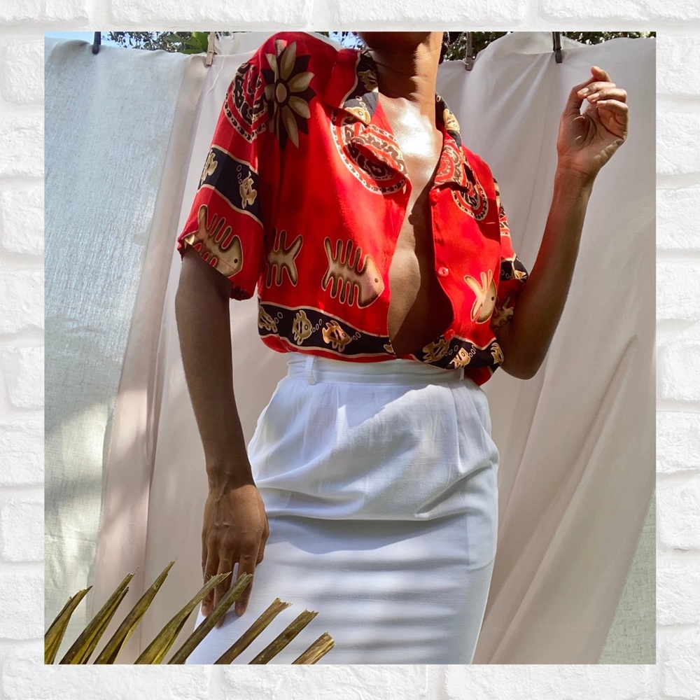 Fish bone printed blouse
